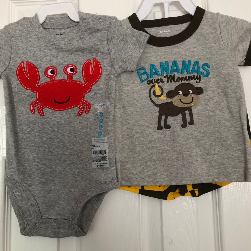 Carters 6m Crab Onesie & Monkey Short Set